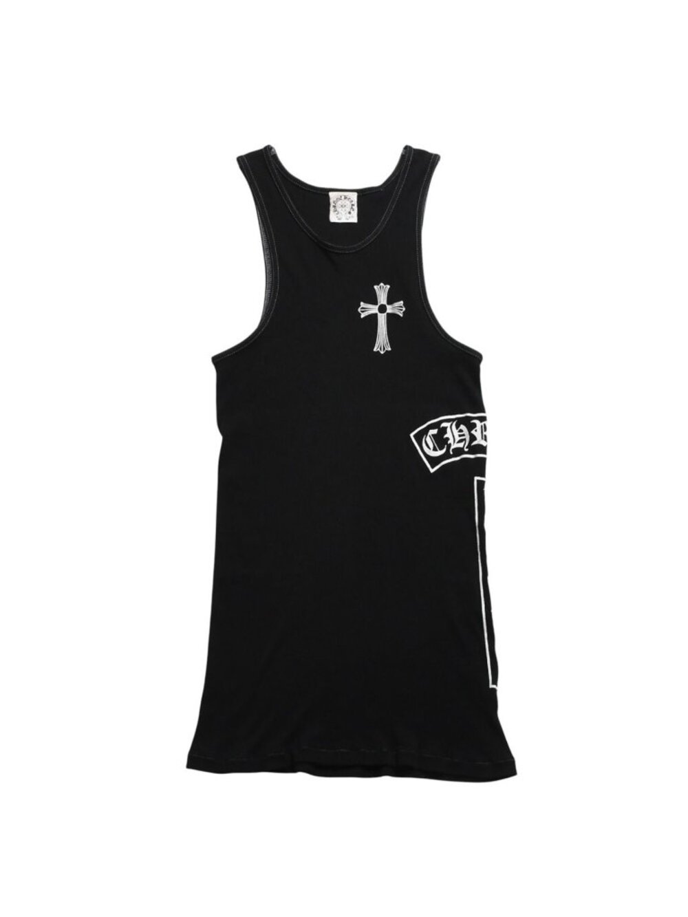 Chrome Hearts Tank Top Sleeveless Black White Side Vertical Logo Fck You Ribbed